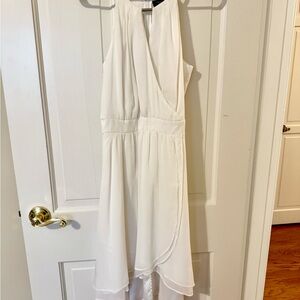 White House Black Market White Asymmetrical Tie Front Sundress